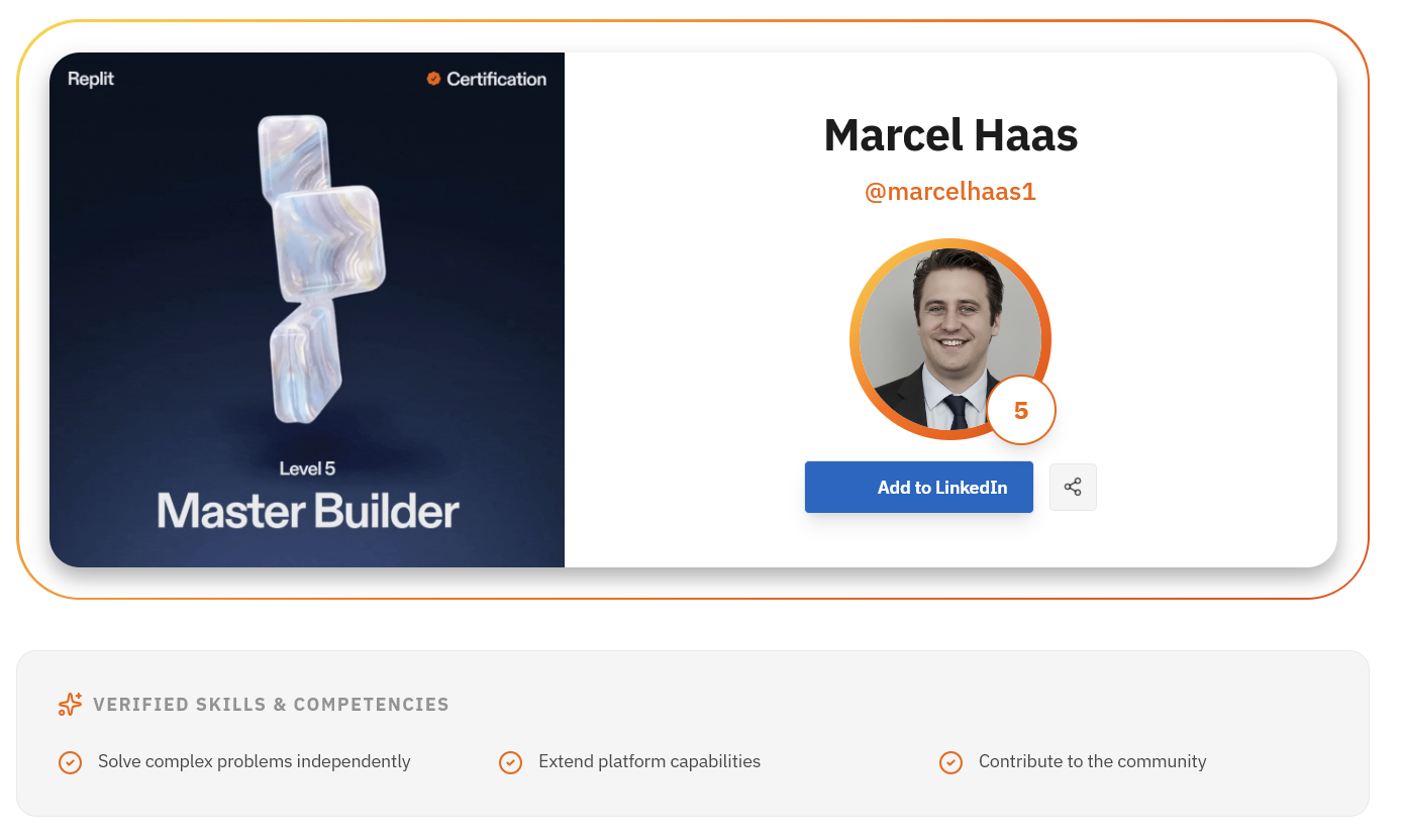 Replit Level 5 Master Builder Certification